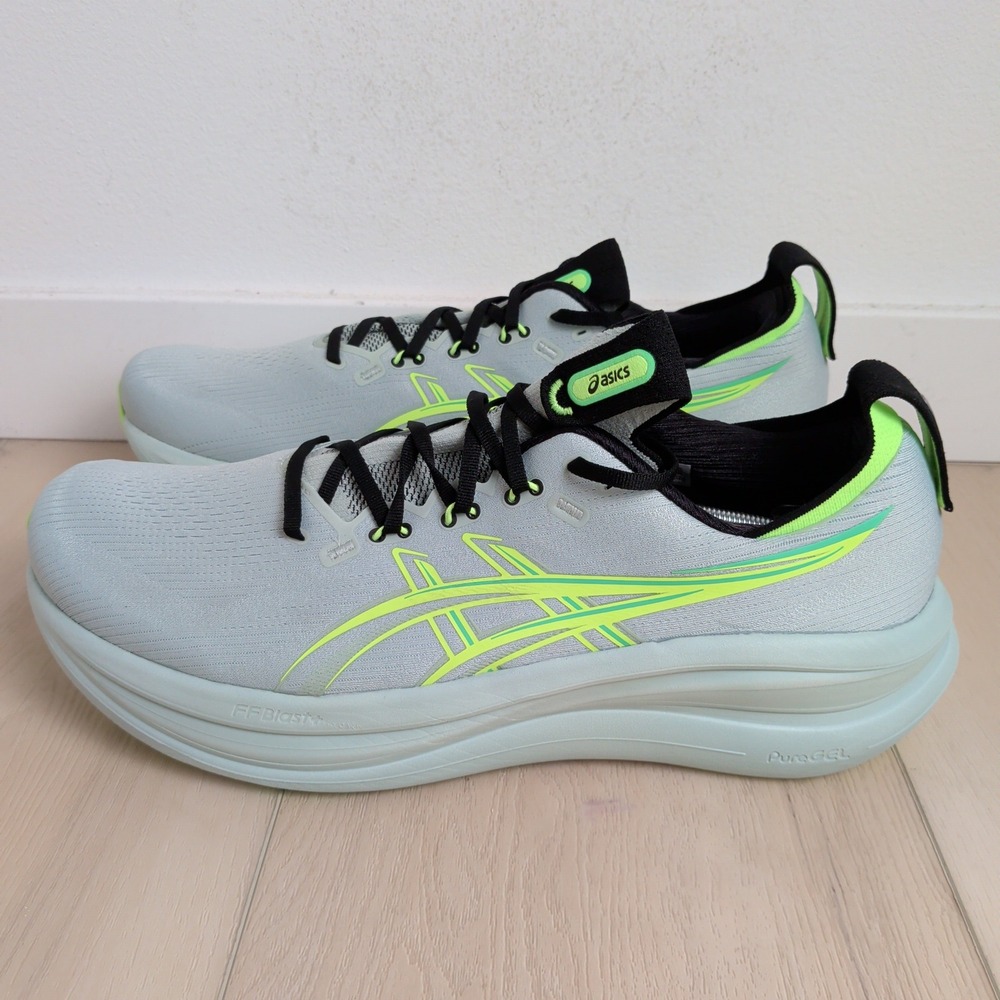 Asics Gel-Nimbus 28 Mens 15 Cold Moss/Illuminate Green Running Shoes Sneakers